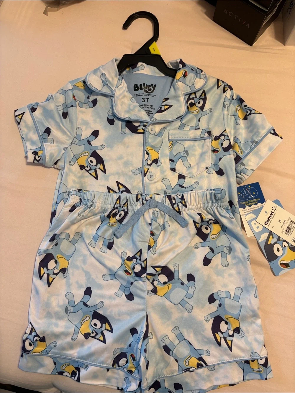 Bluie Kids Blue Character Short Pajama Set - 3T